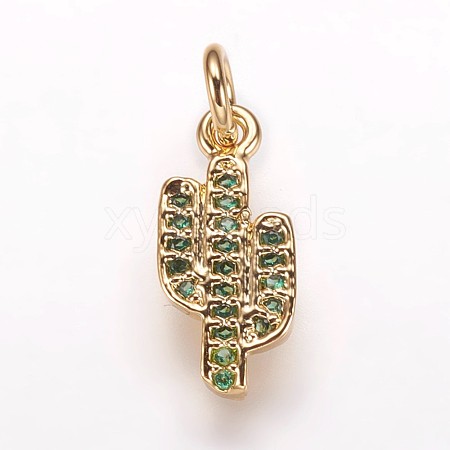 Brass Cubic Zirconia Pendants ZIRC-K070-24G-1