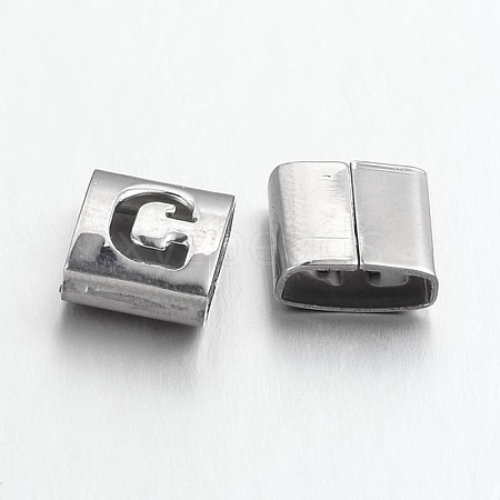 Tarnish Resistant Letter Style 201 Stainless Steel Square Slide Charms STAS-L132-20-1