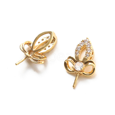 Brass Pave Clear Cubic Zirconia Leaf Head Pins BAPE-PW0002-15A-01-1