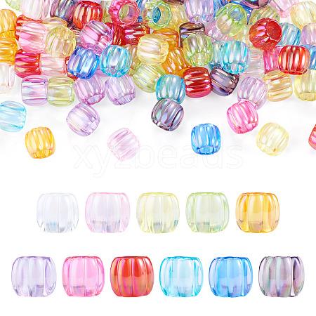 100Pcs UV Plating Transparent Acrylic European Beads TACR-TA0001-93B-1
