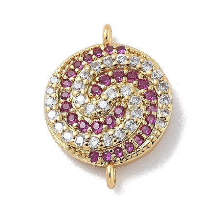 Rack Plating Brass Micro Pave Orchid & Clear Cubic Zirconia Vortex Connector Charms KK-A234-057G-1