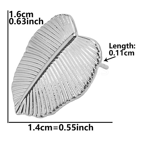 Non-Tarnish 304 Stainless Steel Leaf Stud Earrings for Women BE5708-5-1