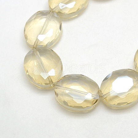 Faceted Electroplate Crystal Glass Oval Beads Strands EGLA-F060B-01-1