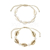 2Pcs Natural Shell & Acrylic Pearl Braided Bead Bracelets for Women BJEW-JB11262-2