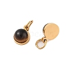 Ion Plating(IP) Natural Tiger Eye Half Round Charms with Jump Ring STAS-A097-05G-05-2