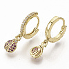 Brass Micro Pave Cubic Zirconia Dangle Hoop Earrings EJEW-S208-066-1