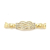 Brass Micro Pave Clear Cubic Zirconia Fold Over Clasps KK-S386-12G-1