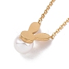 Acrylic Pearl Rabbit Pendant Necklace NJEW-C036-05G-3