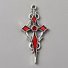 Siam Rhinestone Cross Pendatn with Red Enamel ENAM-WH0001-06AS-04-1