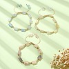 3Pcs 3 Style Natural Mixed Gemstone Cube Braided Bead Bracelets Set BJEW-TA00345-5