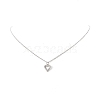 Brass Pendant Necklace with Clear Cubic Zirconia NJEW-JN04250-01-7