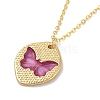 Brass Enamel Cable Chain Butterfly Pendant Necklaces NJEW-K379-01G-02-2