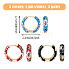 FIBLOOM 3 Pairs 3 Colors Brass Flower Pattern Hoop Earrings EJEW-FI0003-07-2