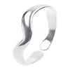 French Minimalist Irregular Titanium Steel Wave Open Cuff Rings for Women Men IS0895-1-1