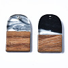 Transparent Resin & Walnut Wood Pendants RESI-T035-32D-2