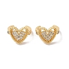 Hollow Heart Brass Micro Pave Cubic Zirconia Cuff Earrings for Women EJEW-P281-06G-1