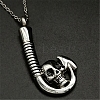 Stainless Steel Skull Fish Hook Urn Ashes Necklaces PW-WGAEC22-02-3