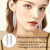 ANATTASOUL 4 Pairs 4 Colors Rhinestone Chains Tassel Earrings EJEW-AN0004-74-3