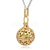 Golden Tone Brass Hollow Round Cage Pendants KK-J232-06G-2