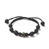 Natural Dyed & Heated Black Agate Round Braided Bead Bracelet BJEW-JB09184-1