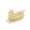 Rack Plating Brass Clear Cubic Zirconia Heart Connector Charms KK-Z086-05G-2