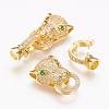 Brass Micro Pave Cubic Zirconia Fold Over Clasps ZIRC-L062-K01-G-3