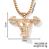 Cool Hip-hop High Street Fashion Brass Crystal Rhinestone Barbell Man Pendant Box Chain Necklaces HY8946-2-1