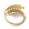 Vacuum Plating 201 Stainless Steel Leaf Open Cuff Rings for Women RJEW-C092-14G-3
