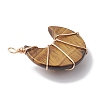 Natural Tiger Eye Copper Wire Wrapped Pendants PALLOY-JF02685-01-4