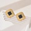 Stainless Steel Glass Stud Earrings XG9107-2-1