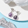 Natural Amethyst Twist Oval Dangle Stud Earrings EJEW-JE05664-04-2