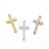 Latin Sideways Cross Brass Micro Pave Cubic Zirconia Links ZIRC-E010-04-1