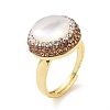 Adjustable Shell Pearl Ring with Rhinestone RJEW-A011-05G-2