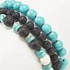 3Pcs 3 Style Natural & Synthetic Mixed Gemstone Beaded Stretch Bracelets Set with Alloy Starfish for Women BJEW-JB08185-7