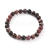 Natural Rose Quartz & Rhodonite & Black Agate(Dyed) Beaded Stretch Bracelets Sets BJEW-JB05878-2