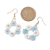 Handmade Glass Seed Beads Flower & 304 Stainless Steel Dangle Earrings for Women EJEW-JE06201-3