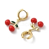 Cherry Brass Enamel Hoop Earrings EJEW-M077-14G-03-2