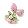 Handmade Crochet Cotton Flower Ornaments Pendant Brooches with Iron Brooch Base Settings for Women JEWB-BR00180-02-4