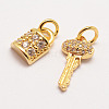 Brass Micro Pave Grade AAA Cubic Zirconia Charms X-ZIRC-G090-29G-NR-1