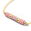 Glass Seed Column with Evil Eye Link Bracelet BJEW-MZ00029-02-4