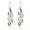 Acrylic Curb Chain Tassel Dangle Stud Earrings for Women EJEW-JE04767-02-1