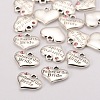 Wedding Theme Antique Silver Tone Tibetan Style Alloy Heart with Father of the Bride Rhinestone Charms TIBEP-N005-19D-2