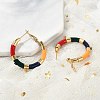 PVD Vacuum Plating 201 Stainless Steel Enamel Hoop Earrings for Women EJEW-B016-33C-3