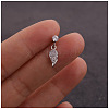 Brass Micro Pave Clear Cubic Zirconia Feather Cartilage Earrings WGFF6D3-07-1