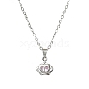 Light Rose Rhinestone Crown Pendant Necklace with Cable Chains NJEW-FZ00019-6