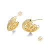 Brass Chunky C-shape Stud Earrings EJEW-P205-09G-3