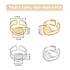 Unicraftale 8Pcs 2 Colors 304 Stainless Steel Open Cuff Ring Components STAS-UN0055-02-3