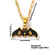 Stainless Steel Enamel Halloween Ghost Bat Pendant Dapped Chain Necklaces RU7498-3