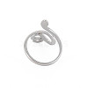 304 Stainless Steel Snake Wide Open Cuff Ring for Women X-RJEW-S405-226P-2