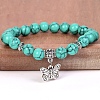 8MM Round Dyed Synthetic Turquoise Beaded Stretch Bracelets with Alloy Butterfly Charms FQ7211-14-1